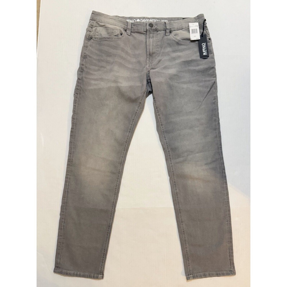 Buffalo David Bitton Ash-X Jeans Mens 36 X 32 Gray Denim Stretch Slim Skinny Leg